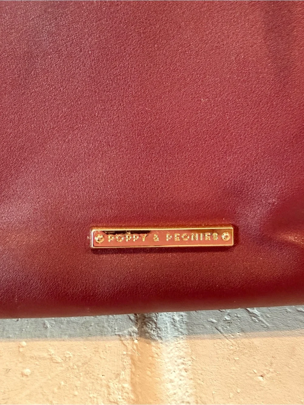 Poppy & Peonies Burgundy Leather diaper bag - Picture 2 of 6